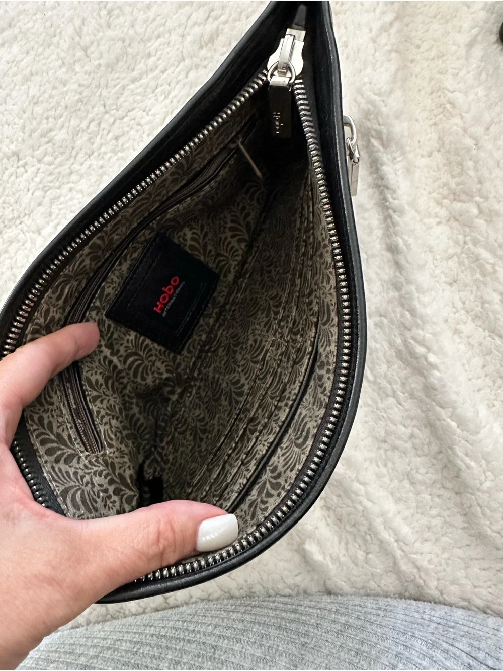 HOBO Black Leather Zip Toiletry Pouch - Picture 3 of 5